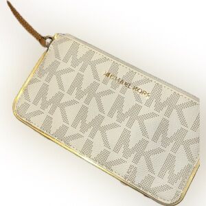 Michael Kors Beige and Brown Wristlet